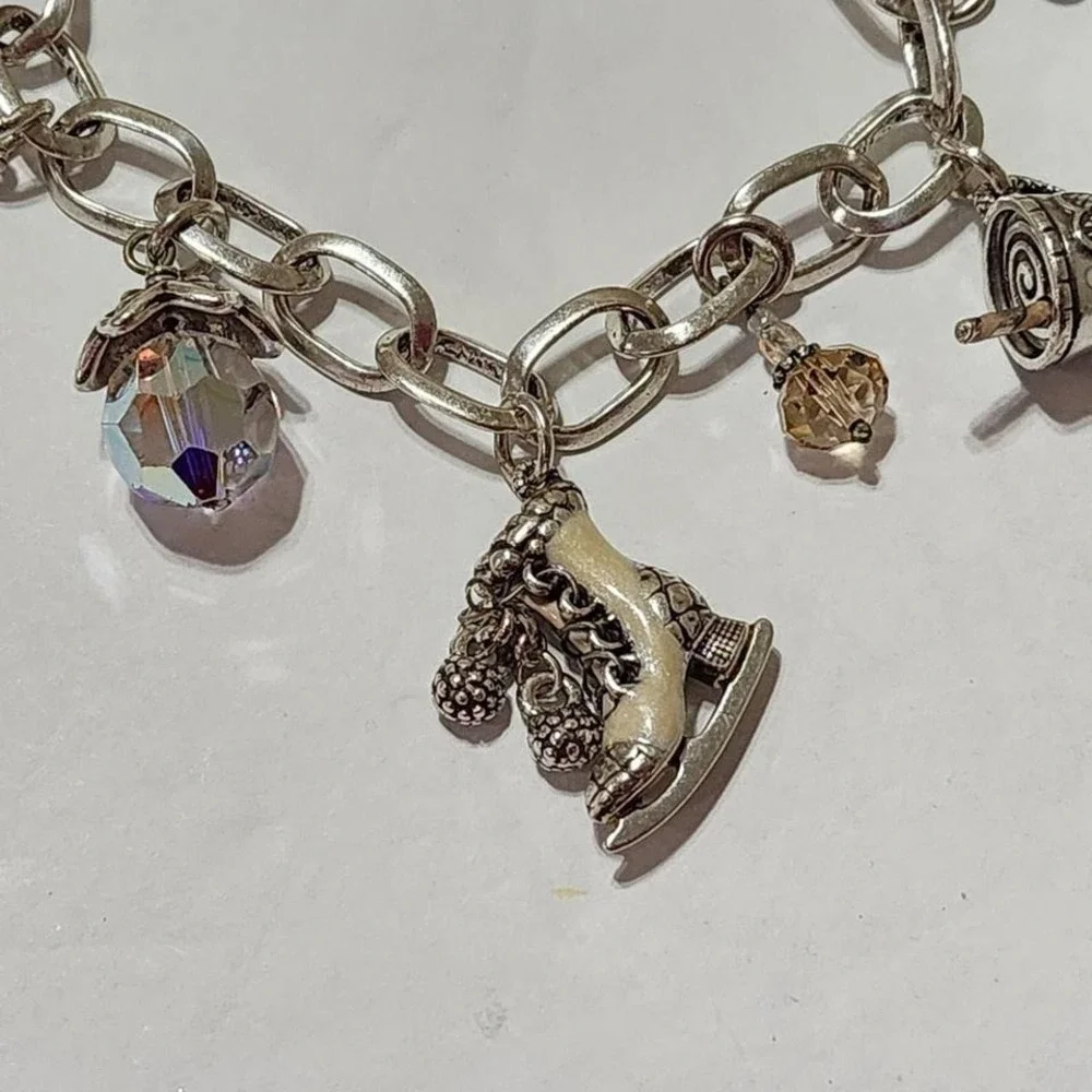 BRIGHTON Winter Wonderland Holiday Charm Bracelet Silver Christmas Snowflake‎